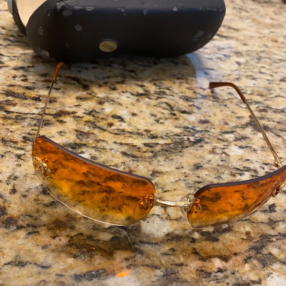 CHANEL Gold and Brown Sunglasses
